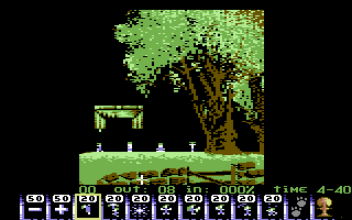 Lemmings (Commodore 64) screenshot: Tribute to Shadow of the Beast.
