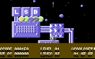 ZIP (Commodore 64) screenshot: The letters are power-ups.