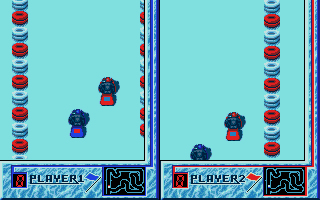 Winter Supersports 92 (Atari ST) screenshot: Played in split-screen against direct competitor