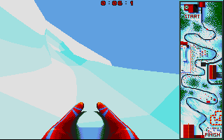 Winter Supersports 92 (Atari ST) screenshot: Luge plays like Bobsleight, but it's with feet
