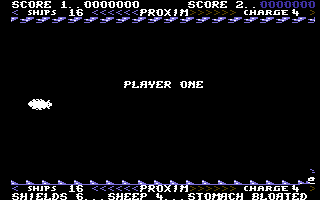 Sheep in Space (Commodore 64) screenshot: Player One.