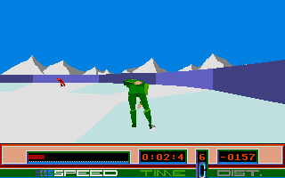 Winter Supersports 92 (Atari ST) screenshot: Speedskating plays like Balejumping - but without jumping