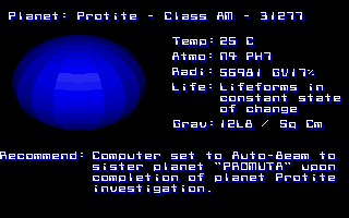 CyberGenic Ranger: Secret of the Seventh Planet (DOS) screenshot: Sister planets data