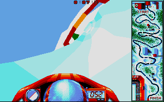 Winter Supersports 92 (Atari ST) screenshot: On the right side of the screen the map is featuring an overview over the ice channel