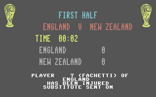 World Cup Soccer (Commodore 64) screenshot: Match highlights.