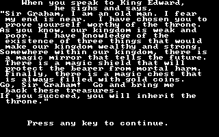 King's Quest (DOS) screenshot: King Edward's story