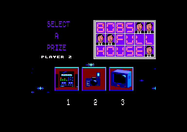 Bob's Full House (Amstrad CPC) screenshot: Player 2 wins round 2. Pick your prize!