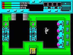 Rescue (ZX Spectrum) screenshot: Starting screen, in spaceship control room