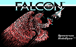 Falcon (DOS) screenshot: Title screen (CGA)