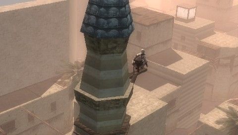 Assassin's Creed: Bloodlines (PSP) screenshot: "Synchronizing" with a town district