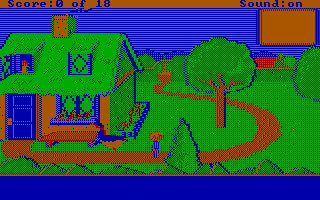 Mixed-Up Mother Goose (DOS) screenshot: The start of the game (CGA w/RGB Monitor)