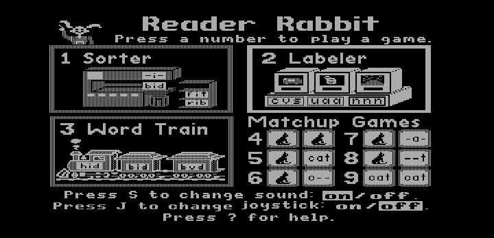 Screenshot of Reader Rabbit (DOS, 1984) - MobyGames