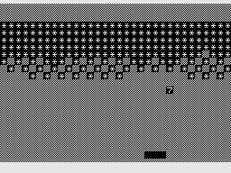 Breakout (ZX81) screenshot: The wall is starting to disappear.