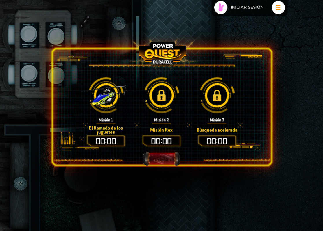 Power Quest Duracell (Browser) screenshot: Select mission screen, right now we can only do the 1st mission.