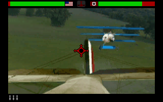 Wing Nuts: Battle in the Sky (DOS) screenshot: A chase with a Fokker Triplane