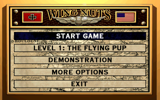 Wing Nuts: Battle in the Sky (DOS) screenshot: Menu screen