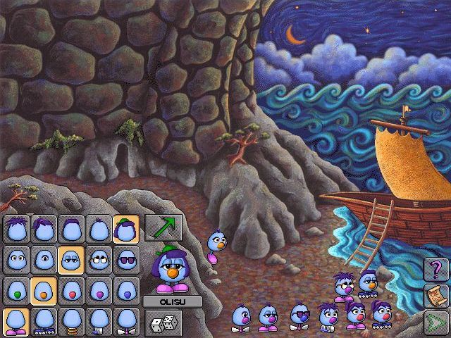 Logical Journey of the Zoombinis (Windows) screenshot: Here the player can create Zoombinis either with specific characteristics, randomly, singly or in a batch of sixteen.