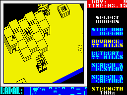 Nether Earth (ZX Spectrum) screenshot: Giving the orders to my robot