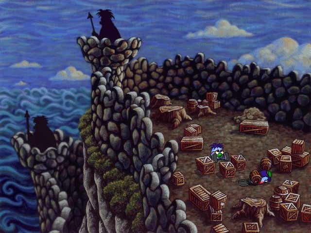 Logical Journey of the Zoombinis (Windows) screenshot: The animated into goes on to show that the Bloats took over and treated the Zoombinis as slave labour so they planned an escape