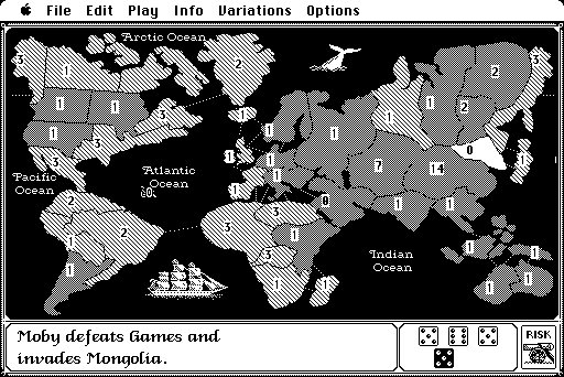 The Computer Edition of Risk: The World Conquest Game (Macintosh) screenshot: Game start