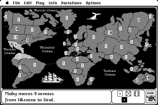 The Computer Edition of Risk: The World Conquest Game (Macintosh) screenshot: Almost gone