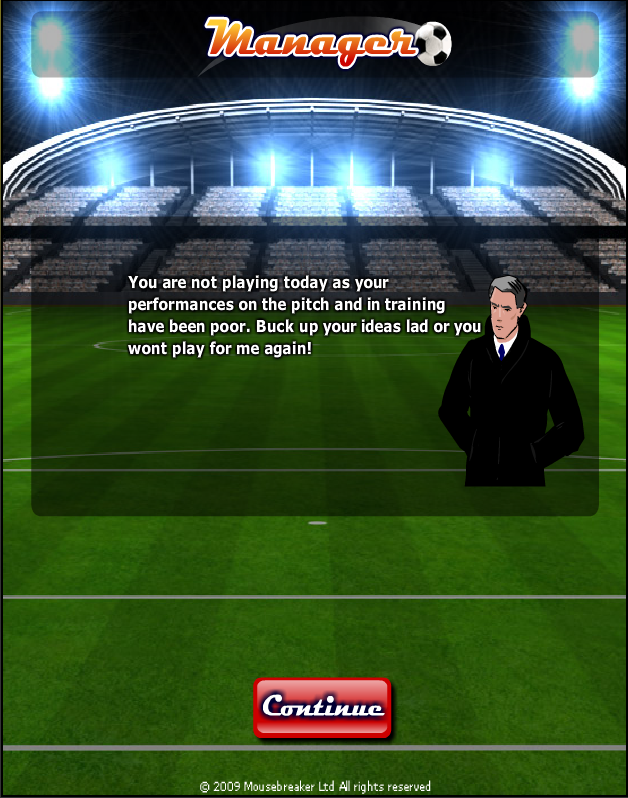 Jumpers for Goalposts 2 (Browser) screenshot: The manager doesn't seem to like me