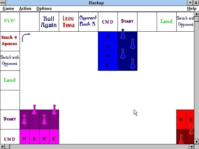Backup (Windows 3.x) screenshot: The game area<br>The board is too big to view so it is shown in a scrollable window
