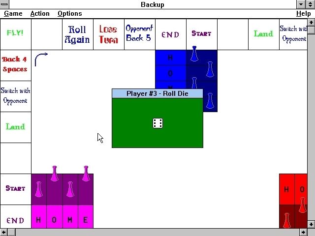 Backup (Windows 3.x) screenshot: Rolling the dice is automatic