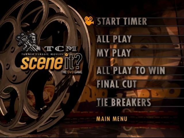 Scene It?: Turner Classic Movies Edition (DVD Player) screenshot: The game is a board game with some DVD sections so after selecting 'Play the Game' from the main menu the player is directed to this menu where the appropriate questions are selected.