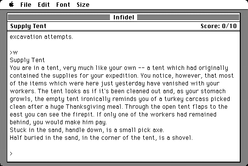 Infidel (Macintosh) screenshot: Gathering Supplies