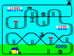 Kong Strikes Back! (ZX Spectrum) screenshot: Level 15: Ueee!