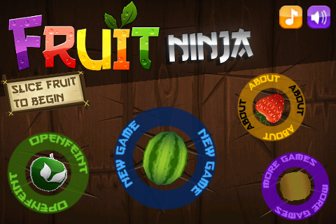 Fruit Ninja (iPhone) screenshot: Slice the fruit to pick a choice