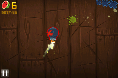 Fruit Ninja (iPhone) screenshot: Don't slice the bomb!