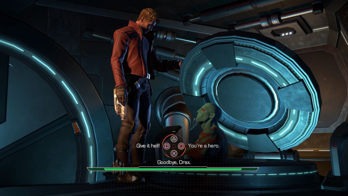 Marvel Guardians of the Galaxy: The Telltale Series - Episode 4: Who Needs You (PlayStation 4) screenshot: Letting Drax go on a suicide mission