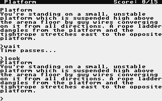 Ballyhoo (Atari ST) screenshot: High on the platform