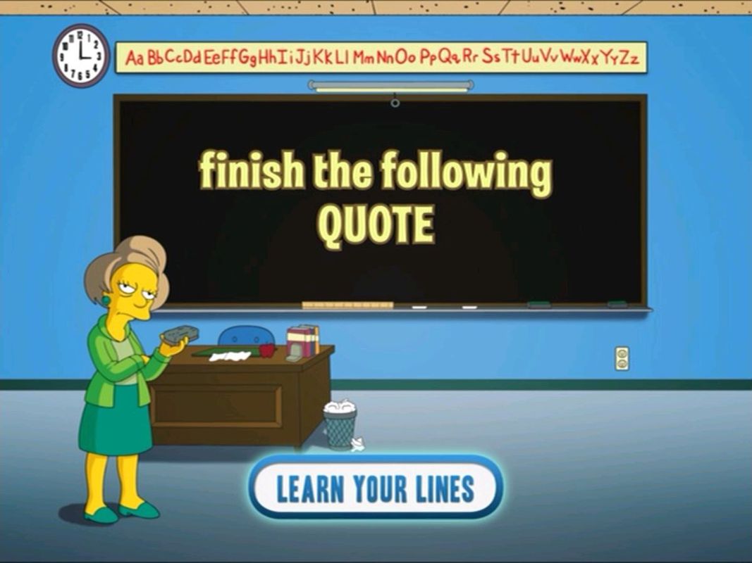 Scene It?: The Simpsons (DVD Player) screenshot: All questions start with their own title screen like this which is from a 'Learn Your Lines' All Play question