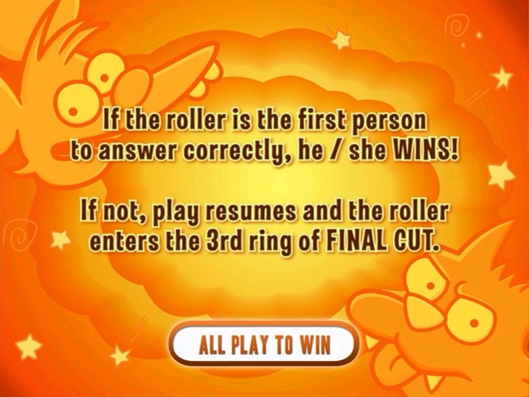 Scene It?: The Simpsons (DVD Player) screenshot: All Play To Win: Before the question is asked this instruction screen is shown