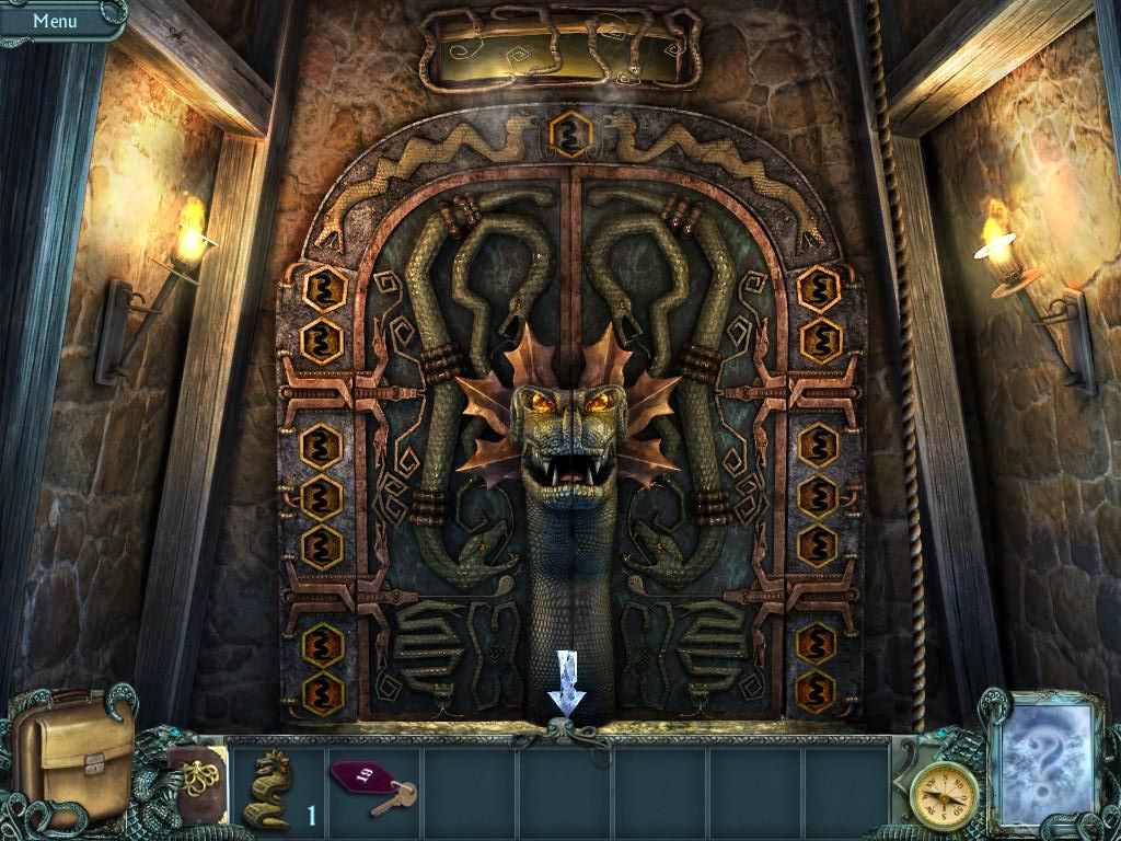 Twisted Lands: Shadow Town (iPad) screenshot: Gate statue