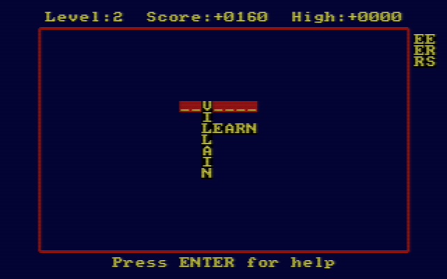 Xanagrams (Amstrad CPC) screenshot: This took a few attempts too, the V was not my first choice of starting letter. At least the score is positive