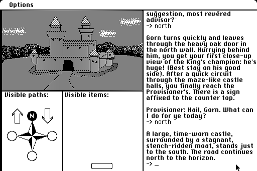 The Quest (Macintosh) screenshot: Explore beyond the castle