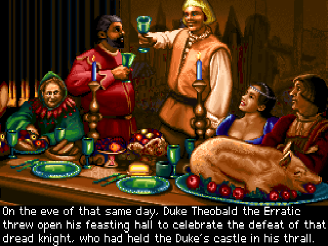 Eric the Unready (Windows) screenshot: A feast soon to be turned into roast (GOG version)