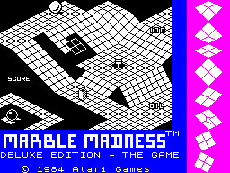 Marble Madness Deluxe Edition (ZX Spectrum) screenshot: Load screen. This looks so like Marble Madness Construction Set' it's uncanny. They've even left the tile construction panel on the right