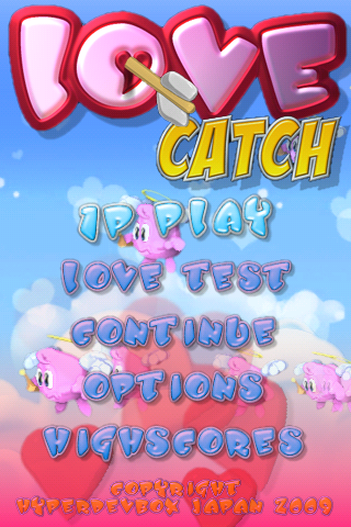 LoveCatch (iPhone) screenshot: "LooooooooveCatch! For everybody!" - Title Screen