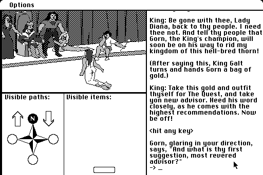 The Quest (Macintosh) screenshot: Game start