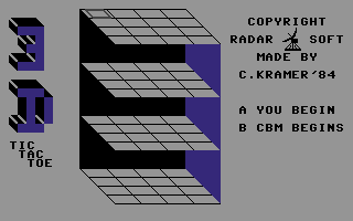 3D Tic Tac Toe (Commodore 64) screenshot: Who begins?