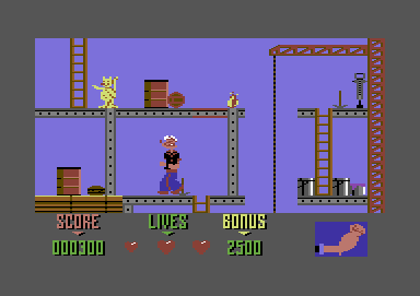 Popeye 2 (Commodore 64) screenshot: Getting higher
