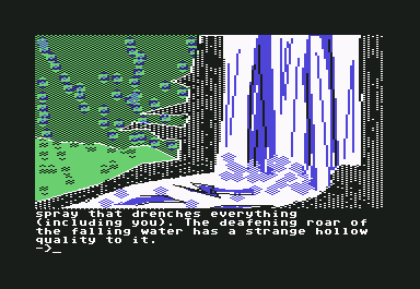 The Quest (Commodore 64) screenshot: Waterfall