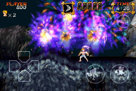 Ghosts 'N Goblins: Gold Knights (iPhone) screenshot: Hey, nice boxers! Lance looses his armour during battle