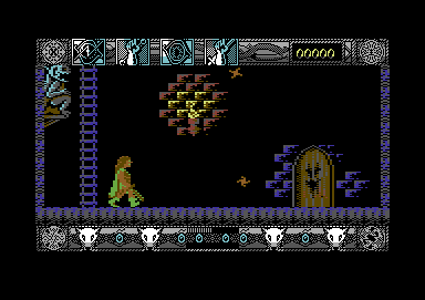 Lone Wolf: The Mirror of Death (Commodore 64) screenshot: First screen, you get hit from the beginning.