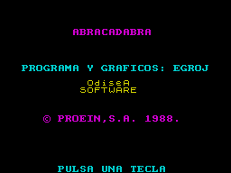 Abracadabra (ZX Spectrum) screenshot: Game credits